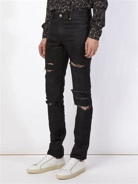 ysl black ripped jeans|saint laurent jeans for men.